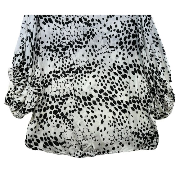 Express Womens Polka Dot Blouse Size M Black & White - Picture 9 of 11